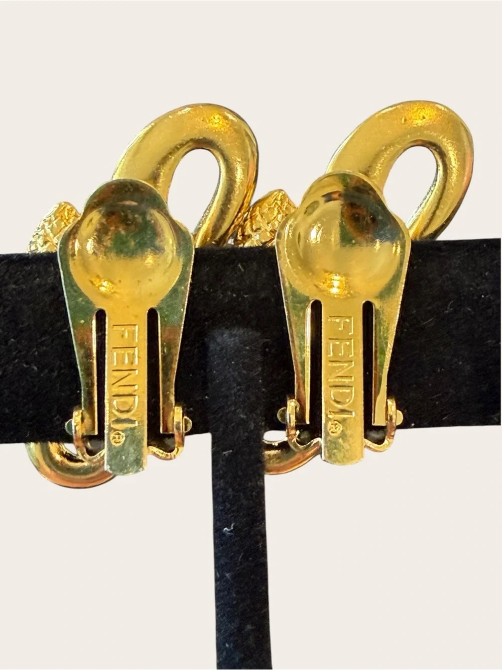 Fendi Gold-Tone Sculptural Acorn Loop Clip-On Earrings